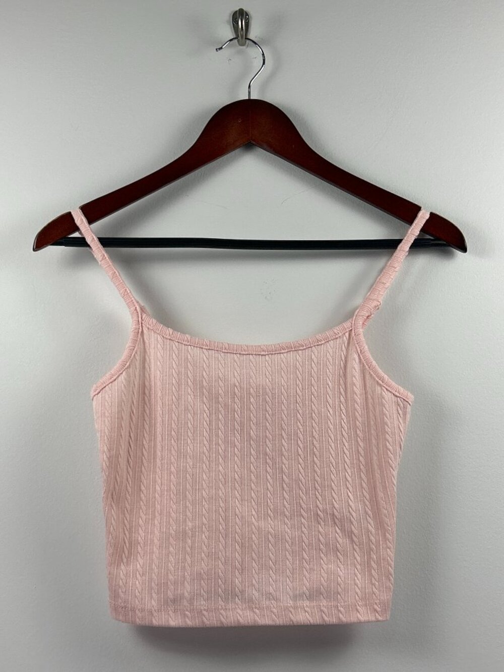 Pink Rose Cable Knit Crop Tank Top Size S